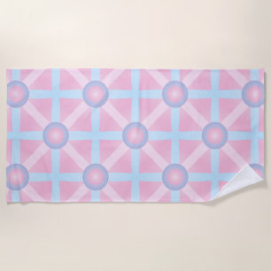 Cute Pink, Purple & Light Blue Pattern Beach Towel