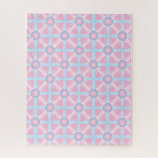 Cute Pink, Purple & Light Blue Pattern Jigsaw Puzzle (Vertical)