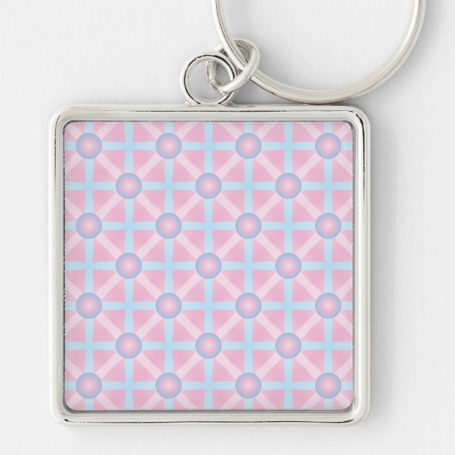 Cute Pink, Purple & Light Blue Pattern Key Ring (Front)