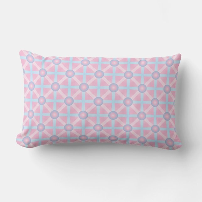 Cute Pink, Purple & Light Blue Pattern Lumbar Cushion (Front)