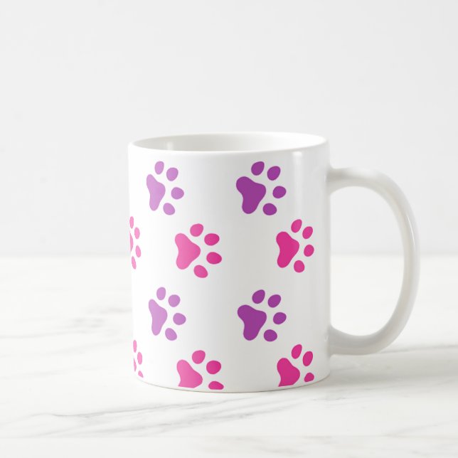 Cute Pink/Purple Paw Prints Mug (Right)