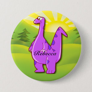 Cute pink purple Personalised Dinosaur 7.5 Cm Round Badge