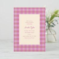 Cute Pink Purple Plaid Preppy Bridal Shower Brunch