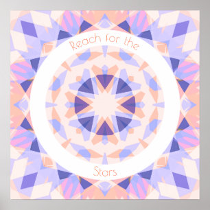 Cute Pink Purple Reach for the Stars Motivational Poster