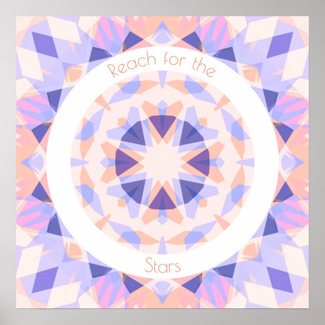 Cute Pink Purple Reach for the Stars Motivational Poster (Front)