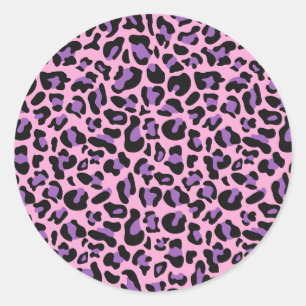 Cute Pink Purple Spots Animal Cheetah Leopard Classic Round Sticker