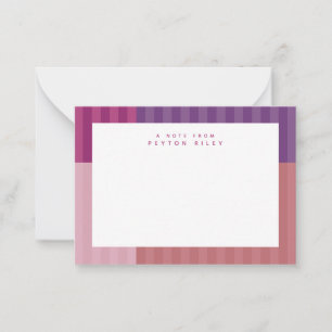 Cute pink purple stripes fun personalised kid's card