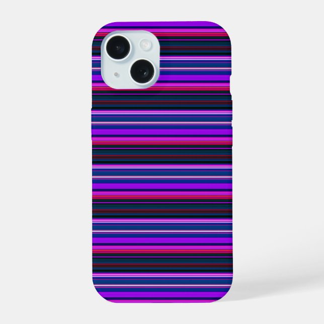 Cute pink purple stripes iPhone 15 case (Back)