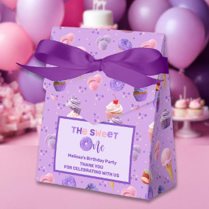 Cute Pink Purple Sweet One First Birthday  Favour Box