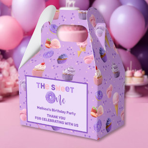 Cute Pink Purple Sweet One First Birthday  Favour Box