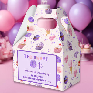 Cute Pink Purple Sweet One First Birthday  Favour Box