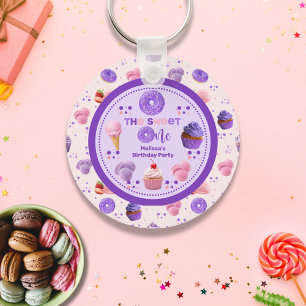 Cute Pink Purple Sweet One Girl's Birthday  Key Ring