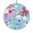 Cute Pink Purple Unicorns and Rainbows Christmas