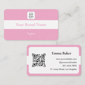 Cute Pink QR Code Logo Business Card