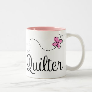 Cute Pink Quilter Gift Two-Tone Coffee Mug