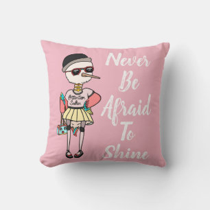 Cute Pink Quirky Bird with Inspirational Quote Cushion