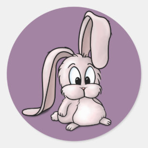 Cute Pink Rabbit Cartoon Classic Round Sticker