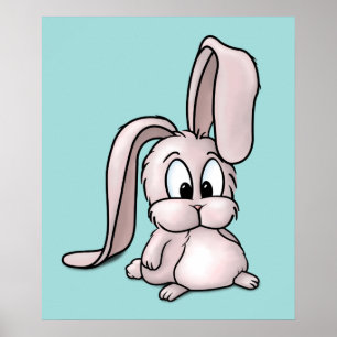 Cute Pink Rabbit Cartoon Poster