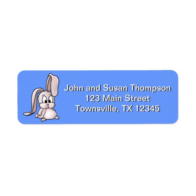 Cute Pink Rabbit Cartoon Return Address Label (Front)