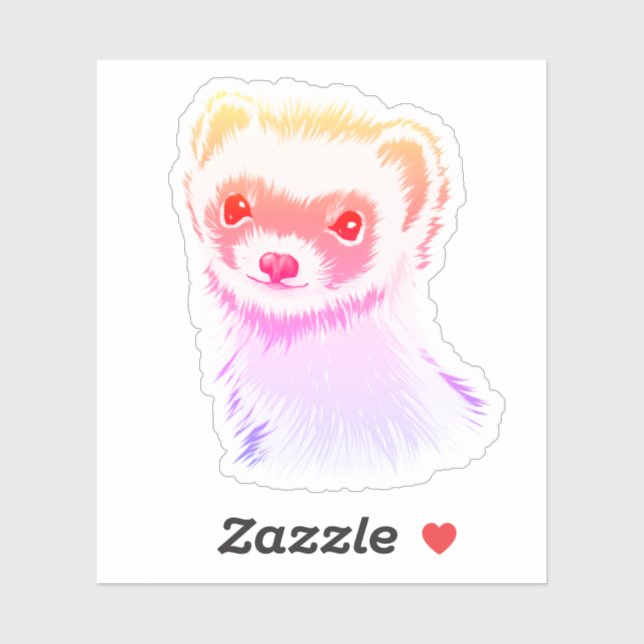 Cute Pink Rainbow Ferret - Girly Animal Illustrati (Sheet)