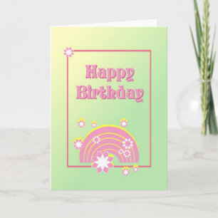 Cute Pink Rainbow "Happy Birthday" Card