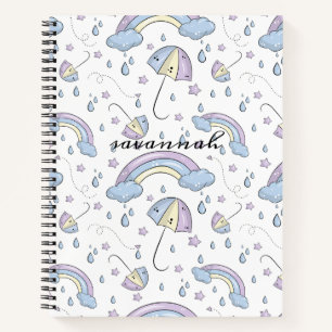Cute Pink Rainbow Monogram Sketchbook Notebook