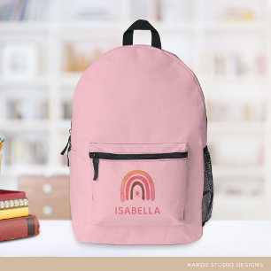 Cute Pink Rainbow Personalised Girl School Printed Backpack