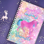 Cute Pink Rainbow unicorn Glitter 2025 Planner<br><div class="desc">Make back to school fun with this Cute personalised 2025 new year planners, . It is designed with elegant girly iridescent glitter drips in unicorn rainbow pink colours design. To make it extra special, it is also monogrammed and personalised with name or initials or any text you like, click the...</div>