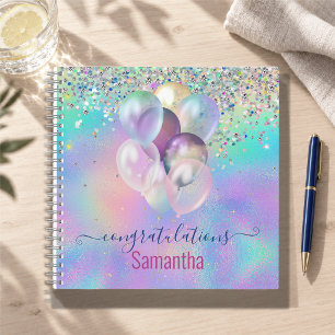 Cute Pink Rainbow unicorn Glitter monogram Noteboo Notebook