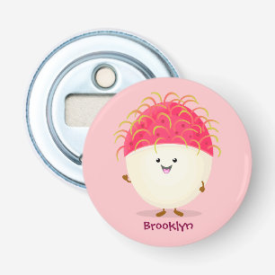 Cute pink rambutan cartoon illustration bottle opener