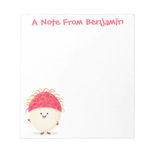 Cute pink rambutan cartoon illustration notepad