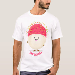 Cute pink rambutan cartoon illustration T-Shirt