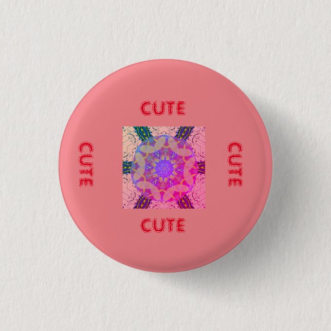 cute PINK _RED 3 Cm Round Badge (Front)
