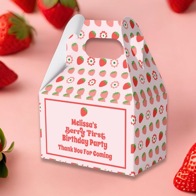 Cute Pink Red Berry First Birthday Favour Box (Creator Uploaded)