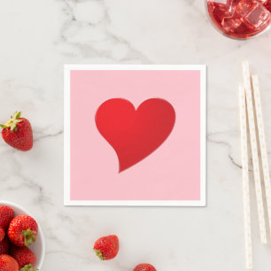 Cute pink red big heart love paper napkin