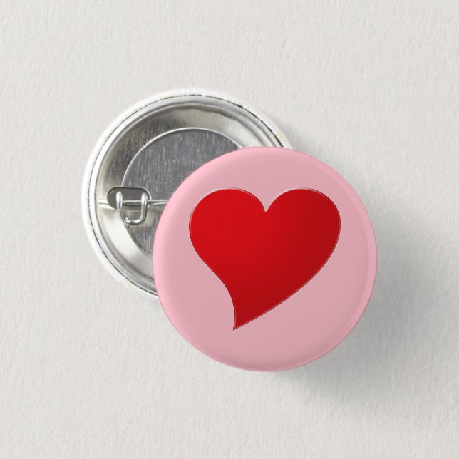 Cute pink red big heart modern girly Valentine’s 3 Cm Round Badge (Front & Back)