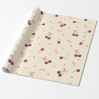 Cute Pink Red Cherries Hearts Bows Cream