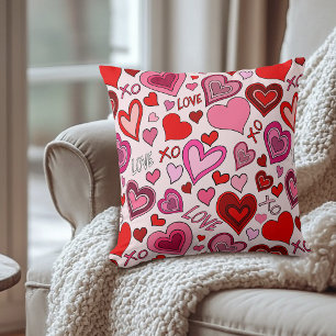 Cute Pink Red Hearts Blush Love Pattern Cushion