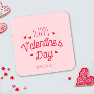 Cute Pink Red Hearts Happy Valentine's day Card