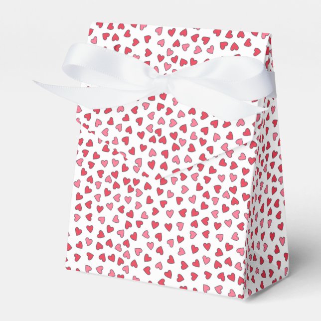 Cute Pink & Red Hearts Pattern Valentine's Day Favour Box (Front Side)