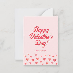 Cute Pink Red Hearts Valentine's Day Card