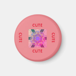 cute PINK _RED _ROUND Magnet