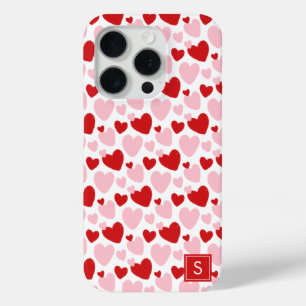 Cute Pink Red Speckled Heart Pattern Personalised iPhone 15 Pro Case