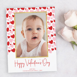 Cute Pink Red Speckled Heart Valentine's Day Photo Postcard