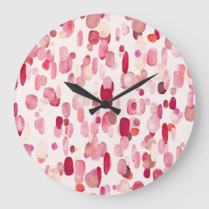 Cute Pink Red Spots Seamless Large Clock