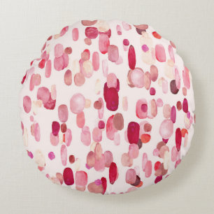 Cute Pink Red Spots Seamless Round Cushion