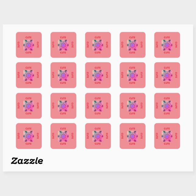 cute PINK _RED  Square Sticker (Sheet)