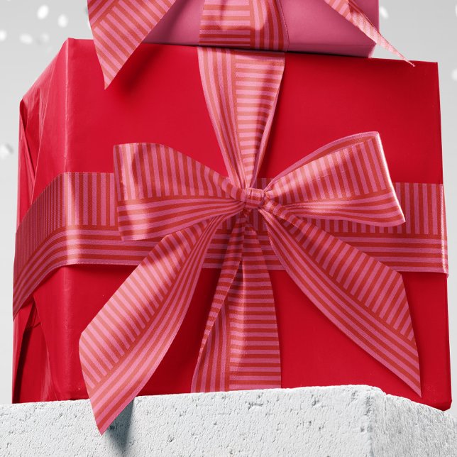 Cute pink red striped Christmas holiday gift Satin Ribbon (Creator Uploaded)