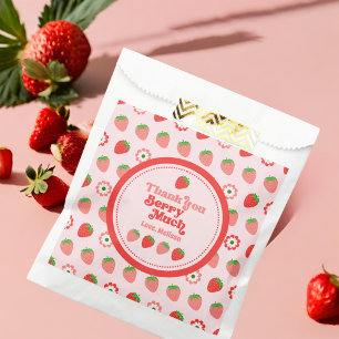 Cute Pink Red Thank You Berry Much Favour Bags