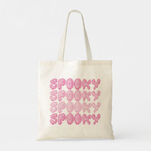 Cute Pink Repeat Spooky Halloween Tote Bag